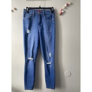 Guess Light Blue Denim High Waist Skinny Jeans w/ Rhinestones